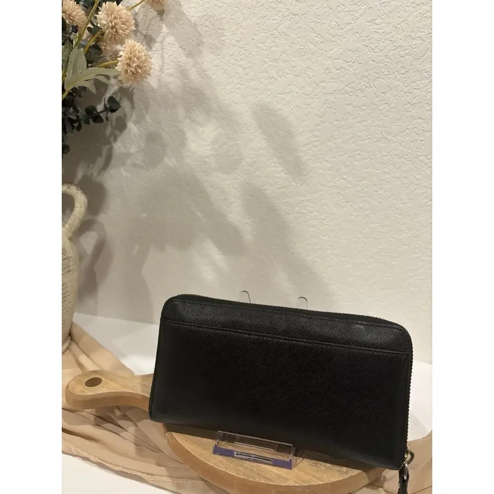 Kate Spade New York Black Solid Logo Zip-Around Wallet Credit Card Holder